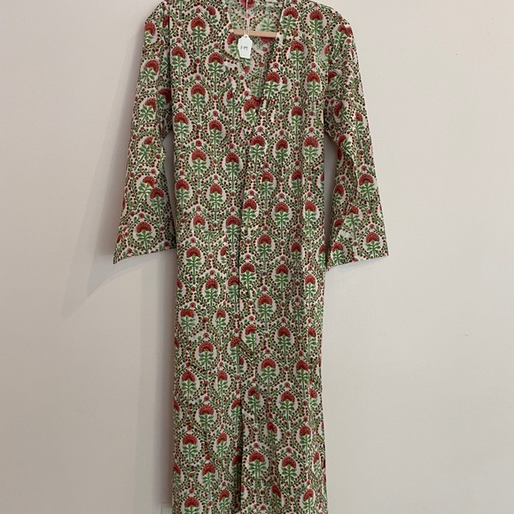 India Cotton Hand Blocked/Painted Robe - Picture 3 of 7